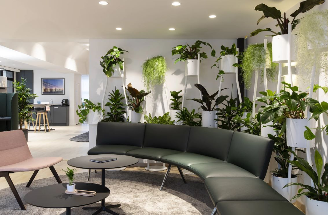 Lobby runde Sofas Pflanzen-Paravent